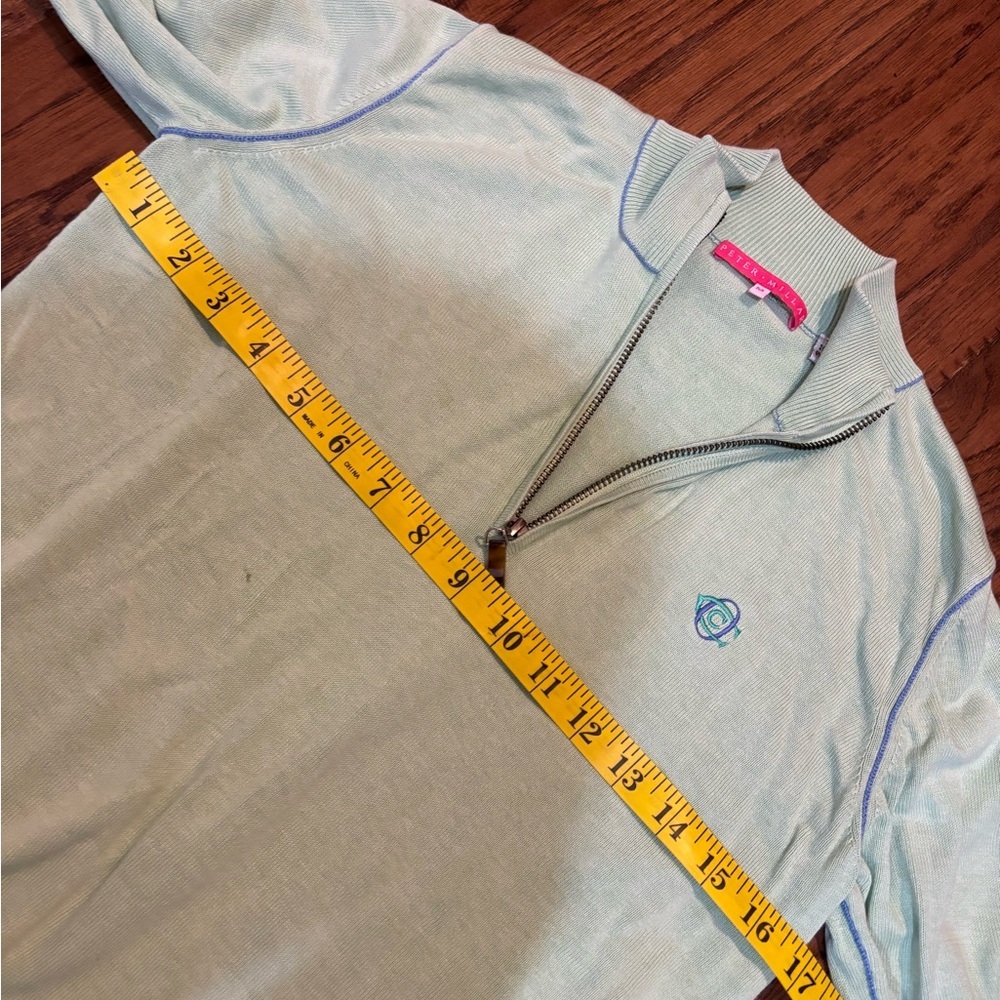 Peter Millar Women’s Silk Cotton Quarter Zip Sweater – Mint Green – Size M - Picture 4 of 12